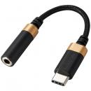 ELECOM AD-C35SDBK USB Type-C - 4極φ3.5mmステレオミニプラグ変換ケーブル/高耐久/ハイレゾ/DAC搭載/ブラック