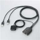 ELECOM KM-A22BBK USB対応ケーブル一体型キーボード・マウス用パソコン切替器 (ブラック)