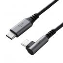 ELECOM U2C-CCL20NBK USB2.0ケーブル/C-Cタイプ/L字コネクタ/認証品/USB Power Delivery対応/3A出力/2.0m/ブラック