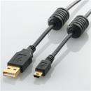 ELECOM U2C-MF05BK USB2.0ケーブル/フェライトコア付 A-miniBタイプ/0.5m(ブラック)