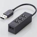 ELECOM U2H-TZ426BBK USB2.0ハブ/機能主義/バスパワー/4ポート/10cm/ブラック