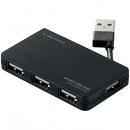 ELECOM U2H-YKN4BBK USB2.0ハブ/ケーブル収納/バスパワー/4ポート/ブラック