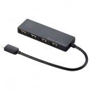 ELECOM U2HC-A429BBK USB2.0HUB/Type-C/Aメス4ポート/バスパワー/15cmケーブル/ブラック