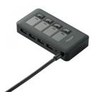 ELECOM U3H-S409SBK USB3.0ハブ/個別スイッチ付/マグネット付/セルフパワー/4ポート/ブラック