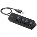 ELECOM U3H-S418BBK USB3.0ハブ/個別スイッチ付き/マグネット付き/バスパワー/4ポート/ブラック