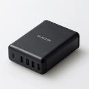 ELECOM MPA-ACD02BK スマートフォン・タブレット用AC充電器/USB-A4ポート(おまかせ充電)/Type-C1ポート(USB PD30W)/電源ケーブル1.5m/ブラック