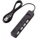 ELECOM T-K5A-2425BK 雷ガードタップ/個別スイッチ/4個口/2.5m/ブラック