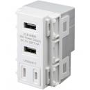 サンワサプライ TAP-KJUSB2AC1W AC付き埋込USB給電用コンセント(ホワイト)