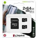 Kingston SDCS2/64GB-2P1A 64GBx2枚セット Canvas Select Plus microSDXCカード Class10 UHS-1 U1 V10 A1 SDアダプタ1枚付属