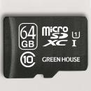 グリーンハウス GH-SDM-AEUA64G データ復旧サービス付 microSDXCカード UHS-I クラス10 64GB