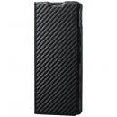 ELECOM PM-X214PLFUCB Xperia 5 III(SO-53B/SOG05)用レザーケース/手帳型/UltraSlim/薄型/磁石付き/カーボン調(ブラック)