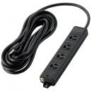 ELECOM T-WRM3450LGB/RS タップ/工事用/抜け止め/3P/4個口/マグネット付き/5m/ブラック