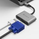 ADAM elements AAPADHUBVH1GY USB Type-C VGA/HDMI変換マルチディスプレイアダプター グレー 1本でHDMIとVGAどちらにも対応するマルチディスプレイアダプター 同時出力対応