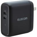 ELECOM MPA-ACCP24BK AC充電器/USB充電器/USB Power Delivery対応/合計68W/USB-C 2ポート/スイングプラグ/ブラック