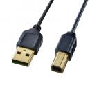 サンワサプライ KU20-SL15BKK 極細USBケーブル（USB2.0 A-Bタイプ・ブラック・1.5m）