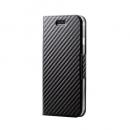 ELECOM PM-A22SPLFUCB iPhone SE 第3世代/SE 第2世代/8/7用レザーケース/手帳型/UltraSlim/薄型/磁石付き/クリアケース/カーボン調(ブラック)
