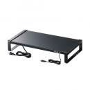 サンワサプライ MR-LC204BKN 電源タップ＋USBハブ付き机上ラック（W500）