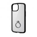 ELECOM PM-A22ATSLFCRBK iPhone 14/iPhone 13用ハイブリッドケース/TOUGH SLIM LITE/フレームカラー/背面クリア/リング付き/ブラック