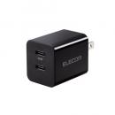 ELECOM MPA-ACCP35BK AC充電器/USB充電器/USB Power Delivery準拠/20W/USB-C2ポート/スイングプラグ/ブラック