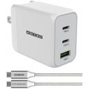 ADTEC APD-V065AC2-wC-WH Power Delivery対応 GaN AC充電器/65W/USB Type-A 1ポート/Type-C 2ポート/ホワイト & Type-C to Cケーブルセット