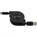 グリーンハウス GH-UMCA15-BK USB Type-A - USB Type-C 巻き取りUSB充電ケーブル 15W対応（最大1m）