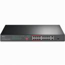 TP-LINK TL-SL1218P(UN) 16ポート10/100Mbps＋2ポートギガビット ラックマウントスイッチ（PoE+16ポート搭載）