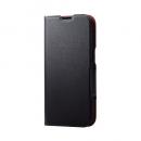 ELECOM PM-A23APLFUBK iPhone 15用レザーケース/手帳型/UltraSlim/薄型/磁石付き/ブラック