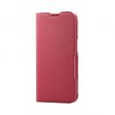 ELECOM PM-A23APLFUJPND iPhone 15用レザーケース/手帳型/UltraSlim/Flowers/薄型/磁石付き/ディープピンク
