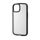 ELECOM PM-A23ATSLFCBK iPhone 15用ハイブリッドケース/TOUGH SLIM LITE/フレームカラー/背面クリア/ストラップシート付属/ブラック