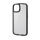 ELECOM PM-A23ATSLFCSBK iPhone 15用ハイブリッドケース/TOUGH SLIM LITE/フレームカラー/背面クリア/シルキークリア/ストラップシート付属/ブラック