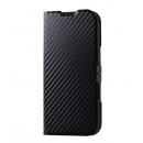 ELECOM PM-A24APLFUCB iPhone 16用レザーケース/手帳型/UltraSlim/薄型/磁石付き/カーボンブラック