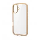 ELECOM PM-A24ATSLFCBE iPhone 16用ハイブリッドケース/TOUGH SLIM LITE/フレームカラー/背面クリア/ストラップシート付属/カフェオレ