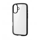 ELECOM PM-A24ATSLFCBK iPhone 16用ハイブリッドケース/TOUGH SLIM LITE/フレームカラー/背面クリア/ストラップシート付属/ブラック