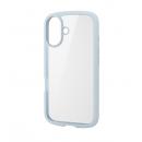 ELECOM PM-A24ATSLFCBU iPhone 16用ハイブリッドケース/TOUGH SLIM LITE/フレームカラー/背面クリア/ストラップシート付属/ライトブルー