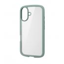 ELECOM PM-A24ATSLFCGN iPhone 16用ハイブリッドケース/TOUGH SLIM LITE/フレームカラー/背面クリア/ストラップシート付属/グリーン
