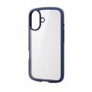 ELECOM PM-A24ATSLFCNV iPhone 16用ハイブリッドケース/TOUGH SLIM LITE/フレームカラー/背面クリア/ストラップシート付属/ネイビー