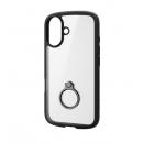 ELECOM PM-A24ATSLFCRBK iPhone 16用ハイブリッドケース/TOUGH SLIM LITE/フレームカラー/背面クリア/リング付き/ストラップシート付属/ブラック