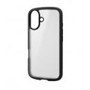 ELECOM PM-A24ATSLFCSBK iPhone 16用ハイブリッドケース/TOUGH SLIM LITE/フレームカラー/背面クリア/シルキークリア/ストラップシート付属/ブラック