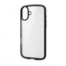 ELECOM PM-A24BTSLFCBK iPhone 16 Plus用ハイブリッドケース/TOUGH SLIM LITE/フレームカラー/背面クリア/ストラップシート付属/ブラック
