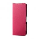 ELECOM PM-F243PLFUJPND らくらくスマートフォン a/らくらくスマートフォン Lite(MR01)用レザーケース/手帳型/UltraSlim/Flowers/薄型/超軽量/磁石付き/ディープピンク