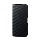 ELECOM PM-S244PLFUCB AQUOS sense9(SH-53E)用レザーケース/手帳型/UltraSlim/薄型/磁石付き/カーボンブラック