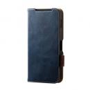 ELECOM PM-S244PLFYNV AQUOS sense9(SH-53E)用レザーケース/手帳型/ステッチ/耐衝撃/磁石付き/ネイビー