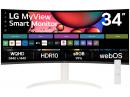 LG 34SR65QC-W スマートモニター 34型/3440×1440/HDMI、LAN端子、USB入力/ホワイト/スピーカー：あり/曲面型/スタンド型
