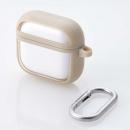 ELECOM AVA-AP06TSLFCBE AirPods 第4世代/アクティブノイズキャンセリング搭載AirPods 第4世代/TOUGH SLIMケース/カラビナ付/カフェオレ