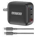 ADTEC APD-V100AC2-BK-SCU2 Power Delivery対応 GaN AC充電器/100W/USB Type-A 1ポート/Type-C 2ポート/ブラック & Type-C to Cケーブルセット