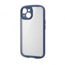 ELECOM PM-A23ATSLFCKNV iPhone 15用ハイブリッドケース/TOUGH SLIM LITE/フレームカラー/背面クリア/極限保護/ネイビー