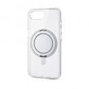 ELECOM PM-A25SMAGSTSV iPhone 16e/ハイブリッドケース/MAGKEEP/スタンド/クリア×シルバー