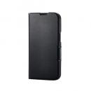 ELECOM PM-A25SPLFUBK iPhone 16e/レザーケース/手帳型/UltraSlim/薄型/磁石付き/ブラック
