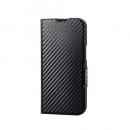 ELECOM PM-A25SPLFUCB iPhone 16e/レザーケース/手帳型/UltraSlim/薄型/磁石付き/カーボンブラック