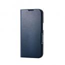 ELECOM PM-A25SPLFUNV iPhone 16e/レザーケース/手帳型/UltraSlim/薄型/磁石付き/ネイビー